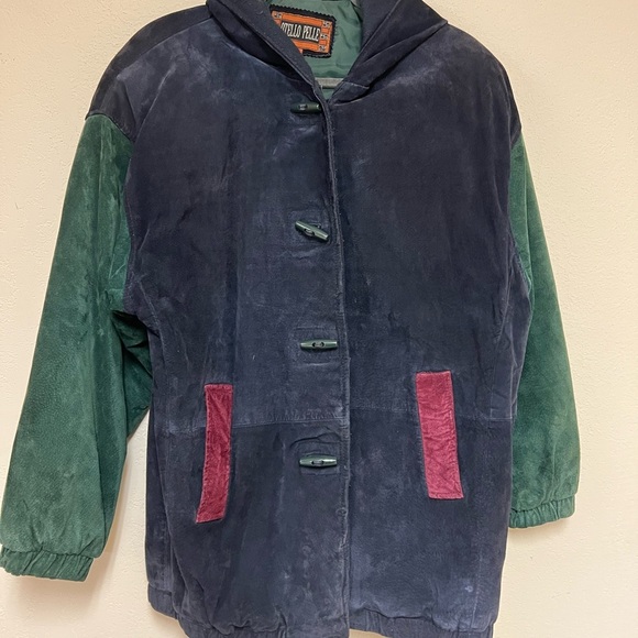 Vintage Genuine Leather Colorblock coat 90’s leather coat Otello pelle coat: L - Picture 8 of 16